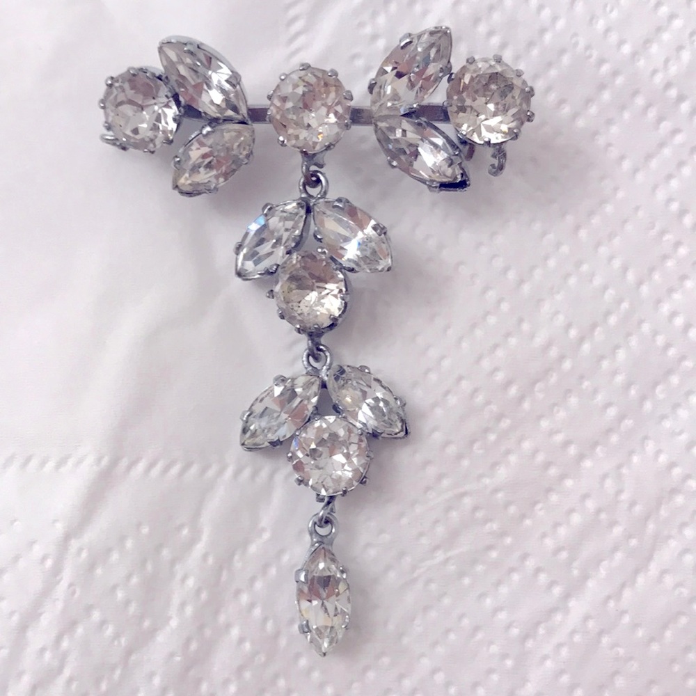 Vintage Rhinestone Silver-tone Pin